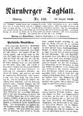 Nürnberger Tagblatt Montag 13. August 1849