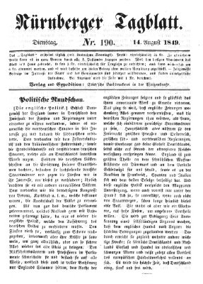 Nürnberger Tagblatt Dienstag 14. August 1849