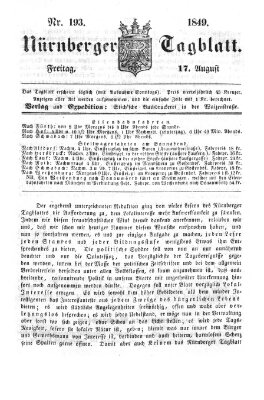 Nürnberger Tagblatt Freitag 17. August 1849