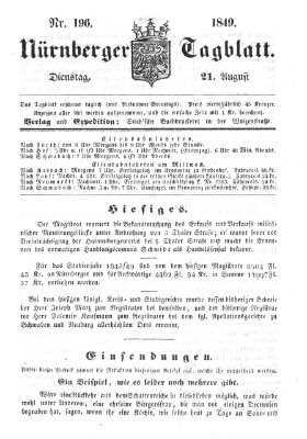 Nürnberger Tagblatt Dienstag 21. August 1849