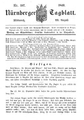 Nürnberger Tagblatt Mittwoch 22. August 1849