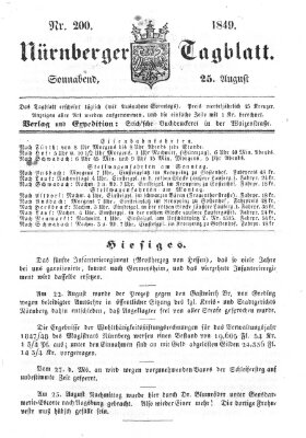 Nürnberger Tagblatt Samstag 25. August 1849