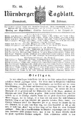 Nürnberger Tagblatt Samstag 16. Februar 1850