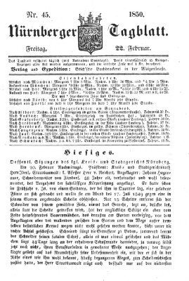 Nürnberger Tagblatt Freitag 22. Februar 1850