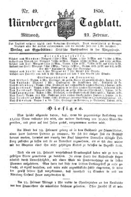 Nürnberger Tagblatt Mittwoch 27. Februar 1850