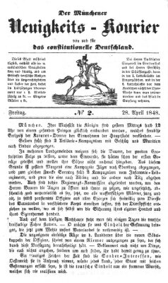 Allerneueste Nachrichten oder Münchener Neuigkeits-Kourier Freitag 28. April 1848