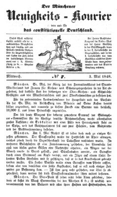 Allerneueste Nachrichten oder Münchener Neuigkeits-Kourier Mittwoch 3. Mai 1848