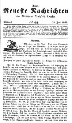 Allerneueste Nachrichten oder Münchener Neuigkeits-Kourier Mittwoch 28. Juni 1848