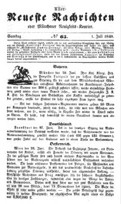 Allerneueste Nachrichten oder Münchener Neuigkeits-Kourier Samstag 1. Juli 1848