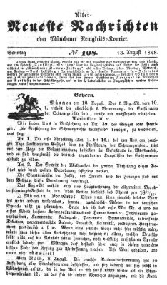 Allerneueste Nachrichten oder Münchener Neuigkeits-Kourier Sonntag 13. August 1848