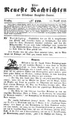 Allerneueste Nachrichten oder Münchener Neuigkeits-Kourier Dienstag 15. August 1848