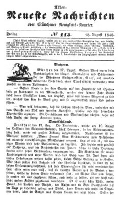 Allerneueste Nachrichten oder Münchener Neuigkeits-Kourier Freitag 18. August 1848