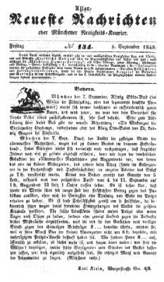 Allerneueste Nachrichten oder Münchener Neuigkeits-Kourier Freitag 8. September 1848