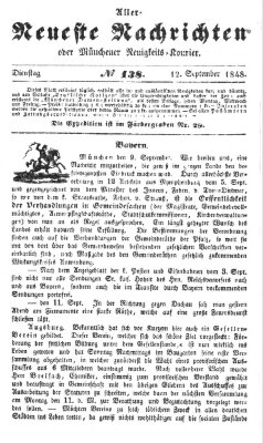 Allerneueste Nachrichten oder Münchener Neuigkeits-Kourier Dienstag 12. September 1848