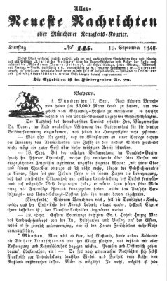 Allerneueste Nachrichten oder Münchener Neuigkeits-Kourier Dienstag 19. September 1848