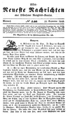 Allerneueste Nachrichten oder Münchener Neuigkeits-Kourier Mittwoch 20. September 1848