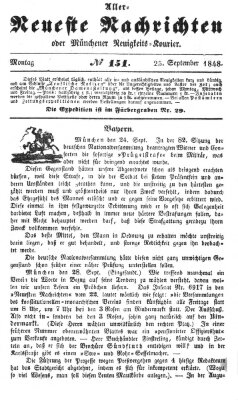 Allerneueste Nachrichten oder Münchener Neuigkeits-Kourier Montag 25. September 1848