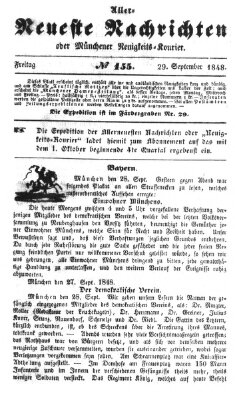 Allerneueste Nachrichten oder Münchener Neuigkeits-Kourier Freitag 29. September 1848