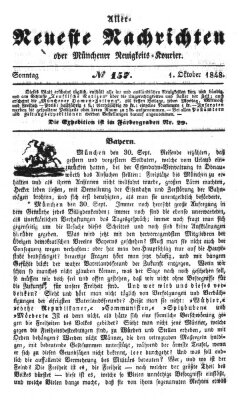 Allerneueste Nachrichten oder Münchener Neuigkeits-Kourier Sonntag 1. Oktober 1848