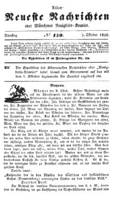 Allerneueste Nachrichten oder Münchener Neuigkeits-Kourier Dienstag 3. Oktober 1848