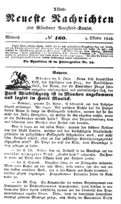 Allerneueste Nachrichten oder Münchener Neuigkeits-Kourier Mittwoch 4. Oktober 1848