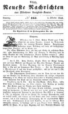 Allerneueste Nachrichten oder Münchener Neuigkeits-Kourier Sonntag 8. Oktober 1848