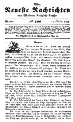 Allerneueste Nachrichten oder Münchener Neuigkeits-Kourier Mittwoch 11. Oktober 1848