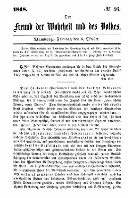 Der Freund der Wahrheit und des Volkes Freitag 6. Oktober 1848