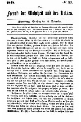 Der Freund der Wahrheit und des Volkes Samstag 18. November 1848