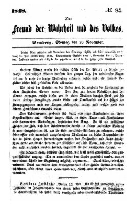 Der Freund der Wahrheit und des Volkes Montag 20. November 1848