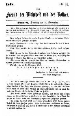 Der Freund der Wahrheit und des Volkes Dienstag 21. November 1848