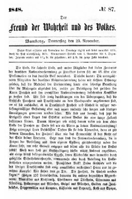 Der Freund der Wahrheit und des Volkes Donnerstag 23. November 1848