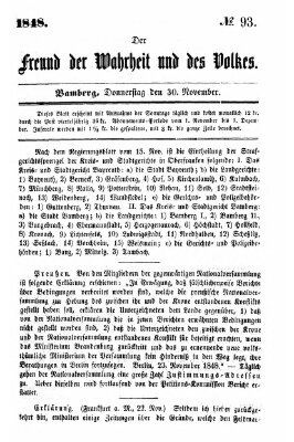 Der Freund der Wahrheit und des Volkes Donnerstag 30. November 1848