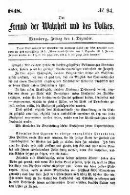 Der Freund der Wahrheit und des Volkes Freitag 1. Dezember 1848