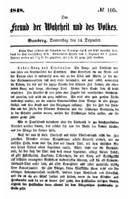 Der Freund der Wahrheit und des Volkes Donnerstag 14. Dezember 1848