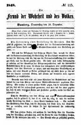 Der Freund der Wahrheit und des Volkes Donnerstag 28. Dezember 1848