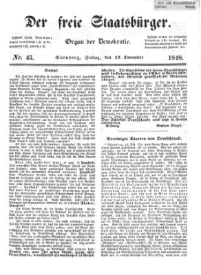 Der freie Staatsbürger Freitag 17. November 1848