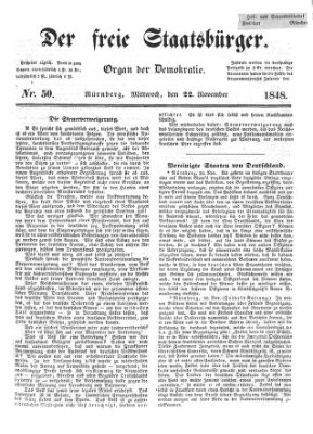 Der freie Staatsbürger Mittwoch 22. November 1848