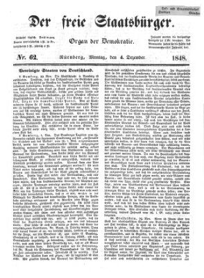 Der freie Staatsbürger Montag 4. Dezember 1848