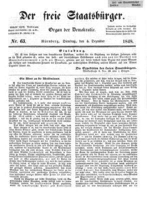 Der freie Staatsbürger Dienstag 5. Dezember 1848