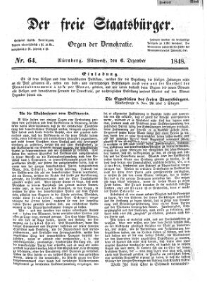 Der freie Staatsbürger Mittwoch 6. Dezember 1848