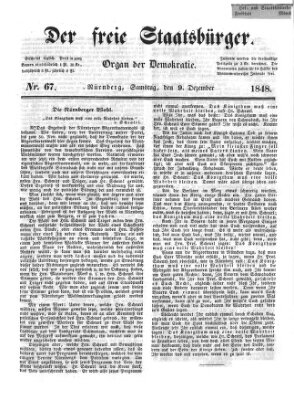 Der freie Staatsbürger Samstag 9. Dezember 1848