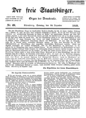 Der freie Staatsbürger Sonntag 10. Dezember 1848