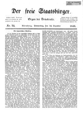 Der freie Staatsbürger Donnerstag 14. Dezember 1848