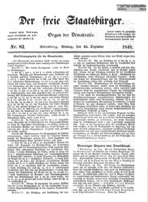 Der freie Staatsbürger Montag 25. Dezember 1848