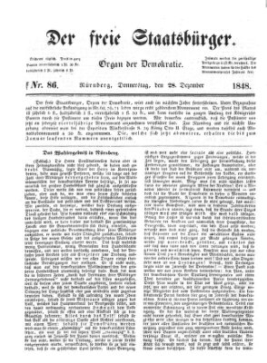 Der freie Staatsbürger Donnerstag 28. Dezember 1848