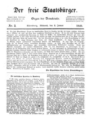 Der freie Staatsbürger Mittwoch 3. Januar 1849