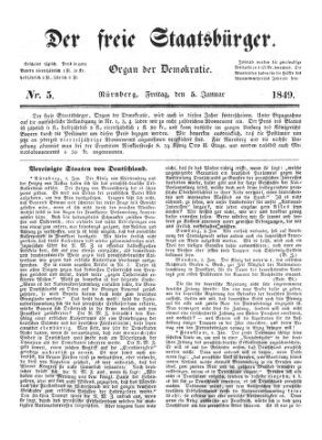 Der freie Staatsbürger Freitag 5. Januar 1849