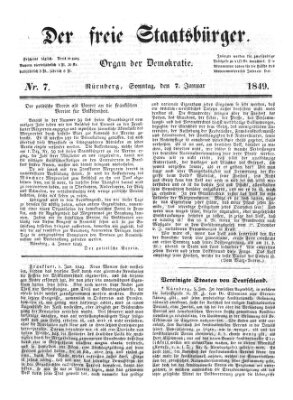 Der freie Staatsbürger Sonntag 7. Januar 1849