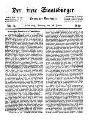 Der freie Staatsbürger Sonntag 14. Januar 1849